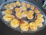 Deviled eggs on a round platter
